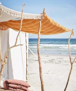 Madam Stoltz Homeware Striped Woven Throw With Fringes