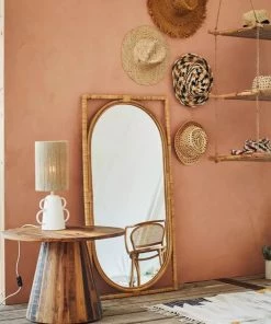 Madam Stoltz Oval Mirror With Rattan Frame Summer Collection
