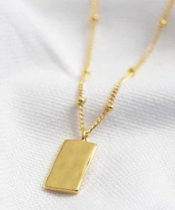 Lisa Angel Hammered Mini Tag Pendant Necklace (Gold Or Silver)