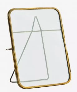 Madam Stoltz Homeware Standing Photo Frame In Antique Brass, 13x18cm
