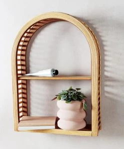 Madam Stoltz Alana Arched Rattan Wall Shelf