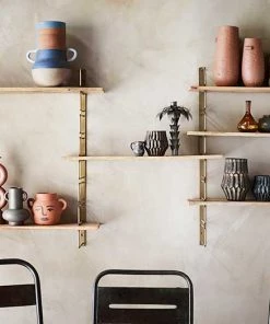 Madam Stoltz Wall Rack With Wooden Shelves Homeware