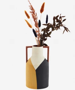 Madam Stoltz Homeware Terracotta Pattern Vase With Handles